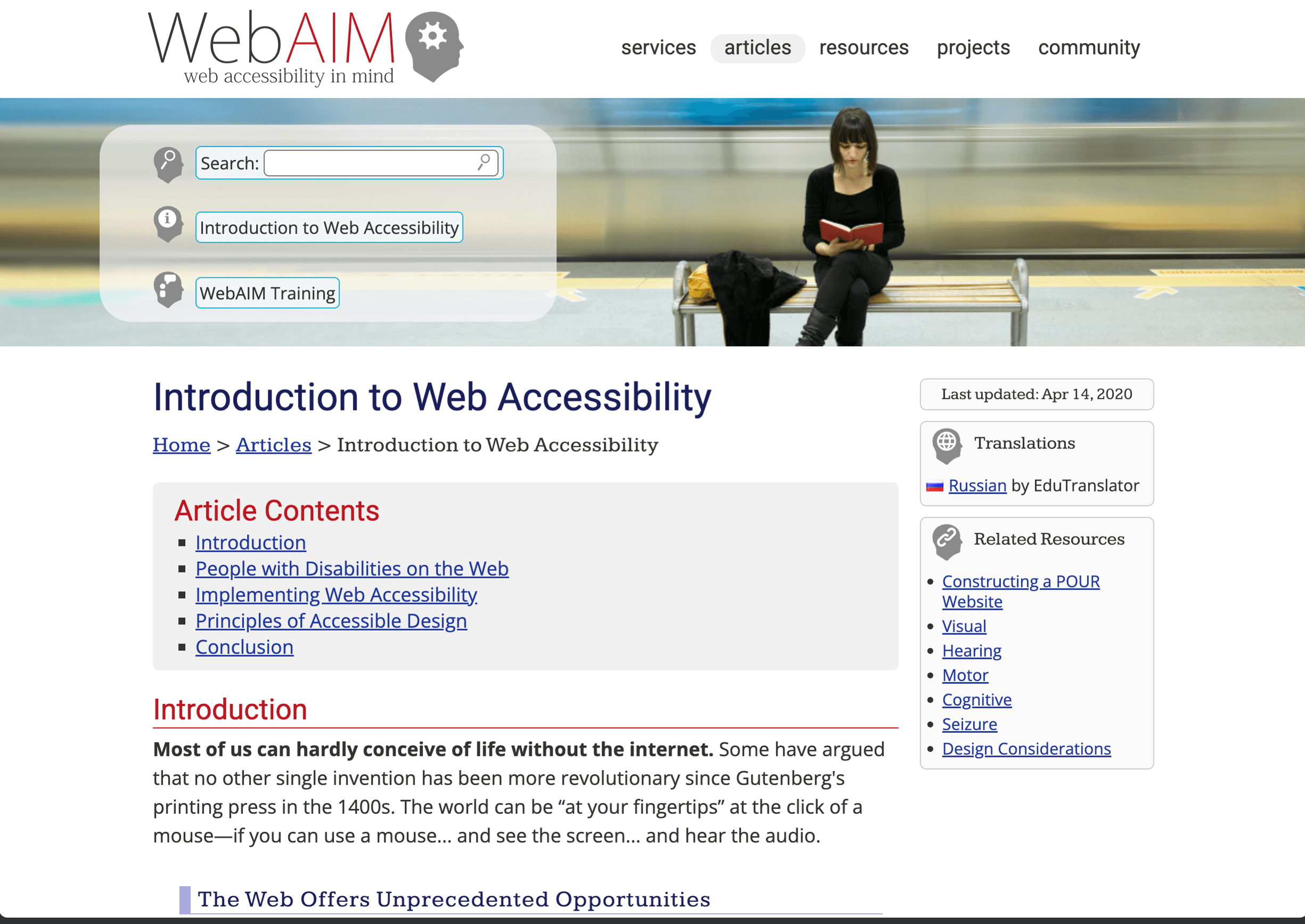 WebAIM introduction to web accessibility