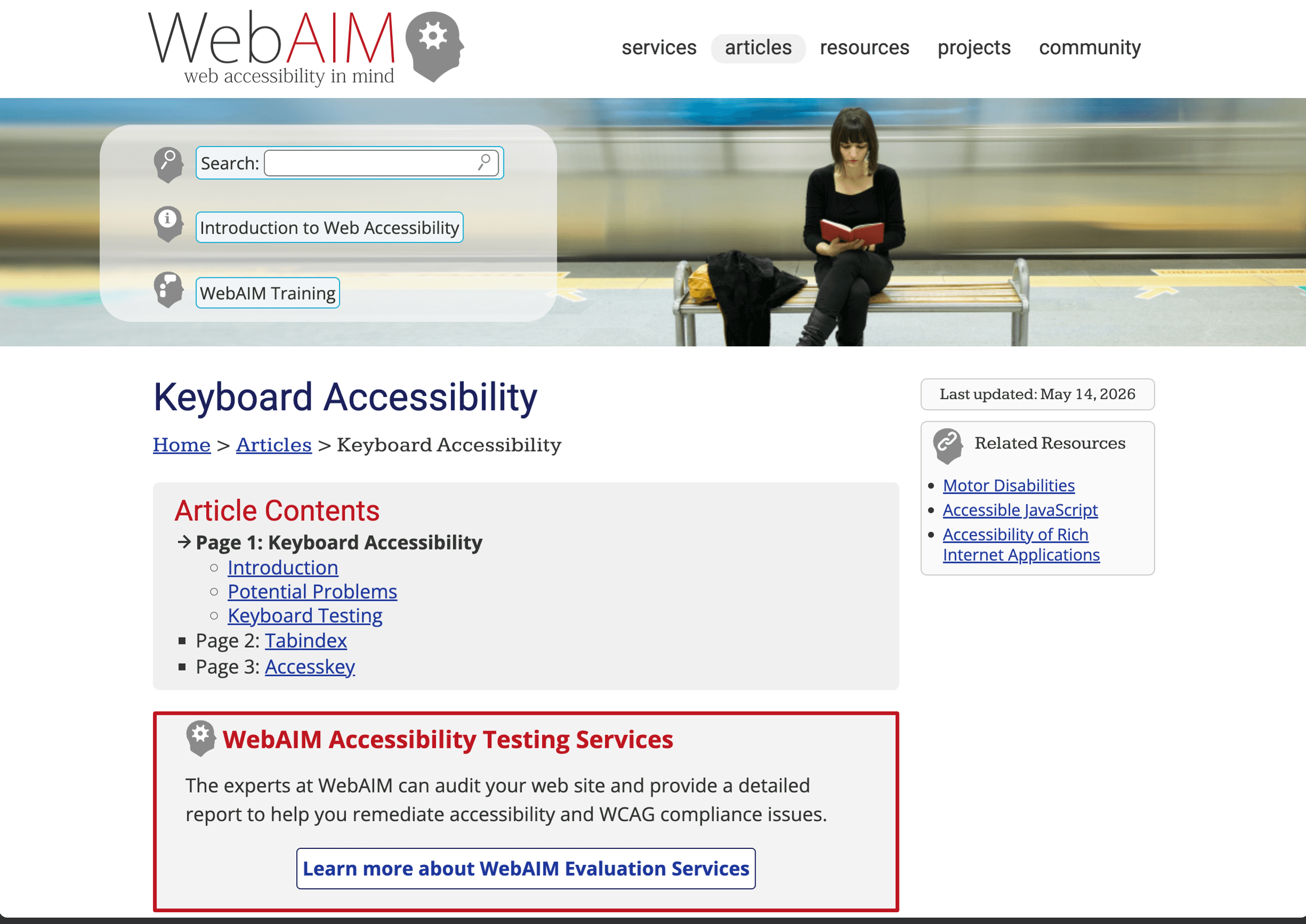 WebAIM guide to keyboard accessibility