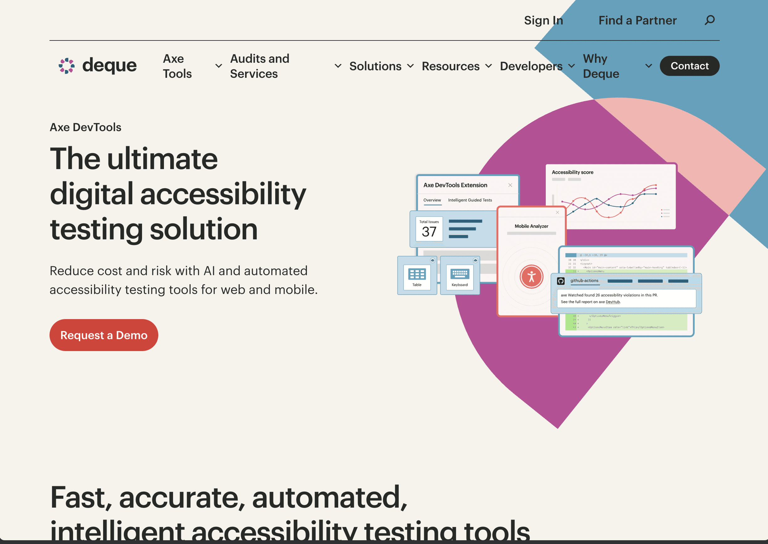 Deque axe DevTools product page