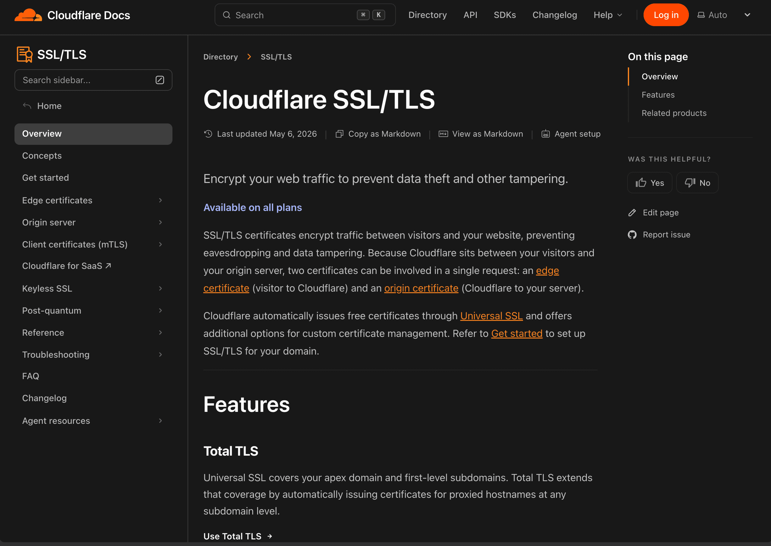 Cloudflare SSL and TLS documentation
