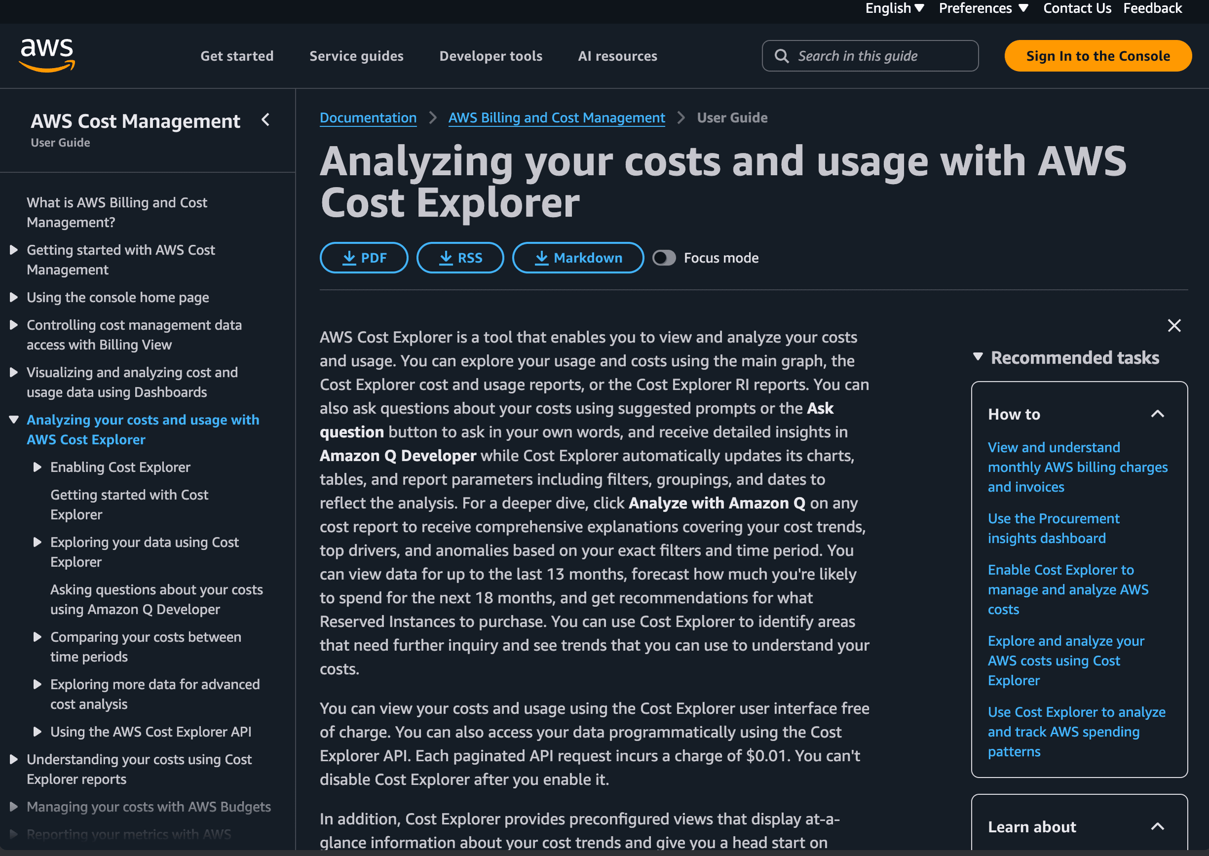 Official AWS Cost Explorer documentation