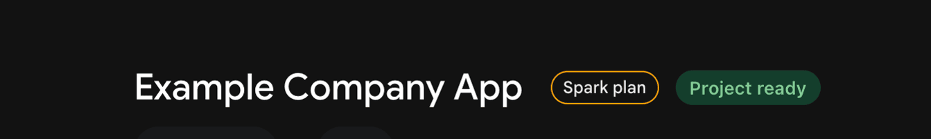 Firebase confirmation screen showing that the new project is ready