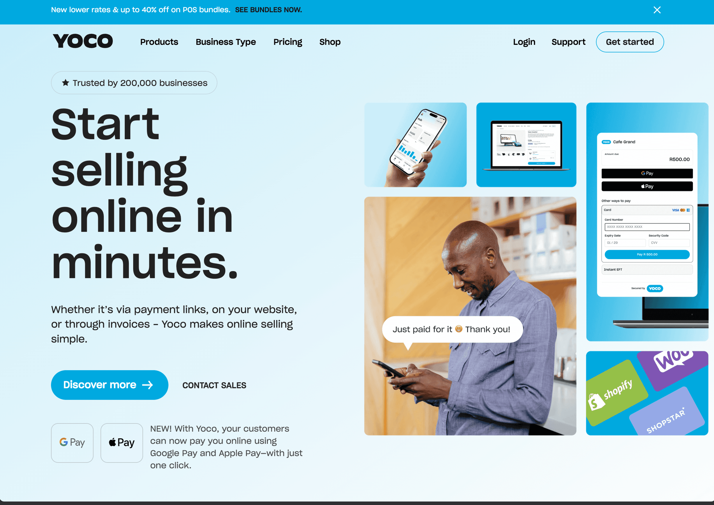 Live Yoco online payments product page