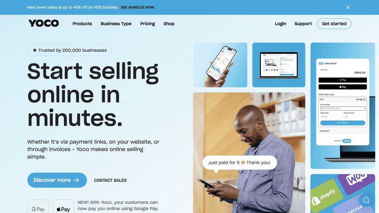 Live Yoco payment-page product information