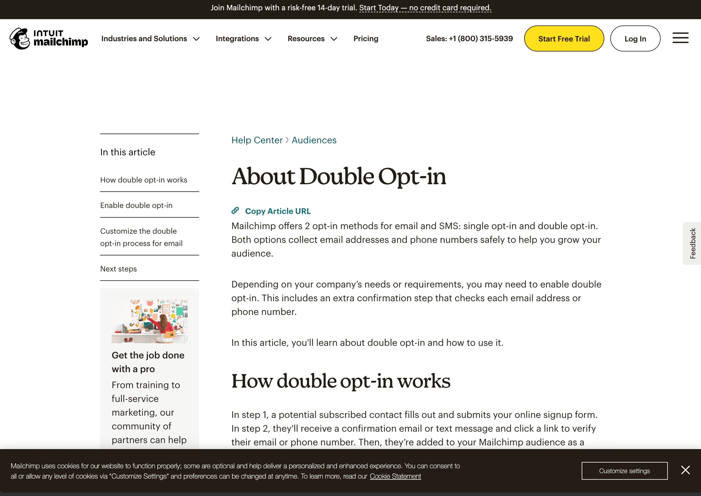 Mailchimp documentation explaining double opt-in